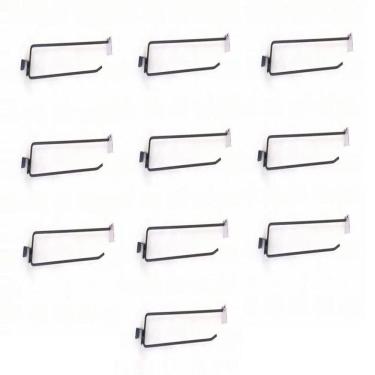 Imagem de Gancheira Simples Amapa Com Porta Etiqueta 25Cm Preto Kit10