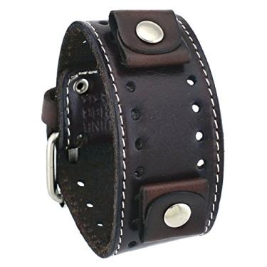 Imagem de Nemesis #STH-BB Pulseira de couro marrom escuro com punho largo