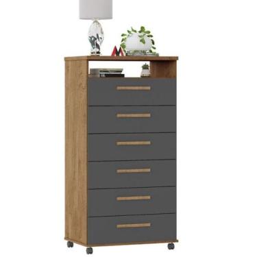 Imagem de Cômoda Veneza 6 gavetas Amêndoa Grafite - Milani Movelaria