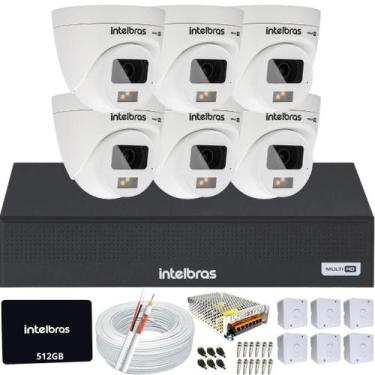 Imagem de Kit CFTV Intelbras 6 Câmeras VHD 1220D Full Color Imagem Colorida 24h 