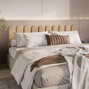 Imagem de Cabeceira Nuvem Suede King Size Com 10 Placas Macias De 60cm Areia