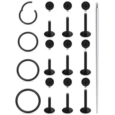 Imagem de Xnsjeyy Brincos de nariz 18G 16G com rosca interna e costas planas 316L aço cirúrgico tragus para frente hélice concha cartilagem lóbulo brincos stud medusa labret lábio piercing argolas para joias