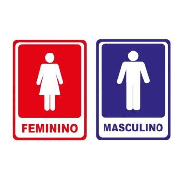 Imagem de Kit 2 Placas De Vinil Banheiro Feminino + Masculino 20X15 Cm - Arte Se
