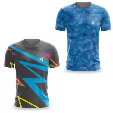 Imagem de Kit 2 Camisa Masculina Academia Pro Fit Estampada Musculação Corrida F
