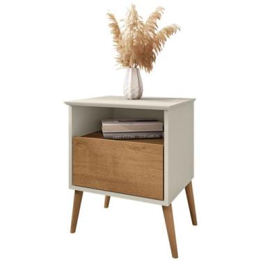 Imagem de Mesa de Cabeceira Cancun Quarto 1 Gaveta Pés Madeira Maciça - Móveis B