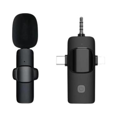 Imagem de Microfone Lavalier Sem Fio 3 Em 1 Para iPhone E Android, Microfone De 