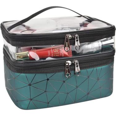 Imagem de Sacos de maquiagem Casos de cosméticos de viagem de camada dupla Organ
