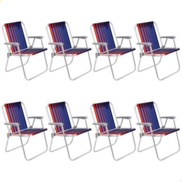 Imagem de Kit 08 Cadeiras e Praia Tramontina Samoa Alta em Alumínio com Assento 