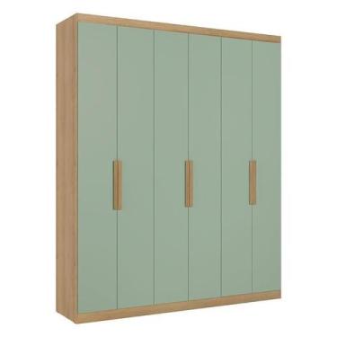 Imagem de Guarda Roupa Casal Milan 6 Portas Capuccino Menta Acetinado - THB - TH