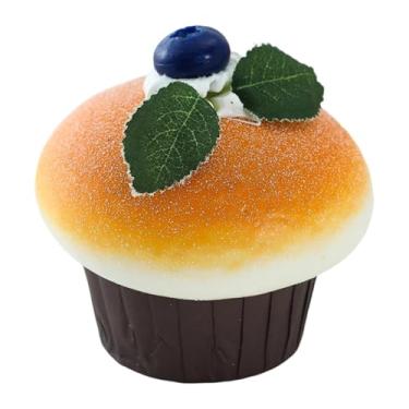 Imagem de Ｂｅｓｇａ Simulação de modelo de bolo artificial, enfeite de bolo, suporte de exibição de cupcake artificial para padaria, Mirtilo
