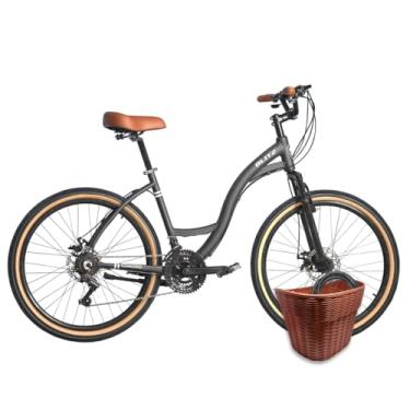 Imagem de Kit Bicicleta BLITZ Aro 26 Cômodo Alumínio Urbana Sh 21V Freio a Disco + Cestinha e cadeado (Preto Fosco, 18)