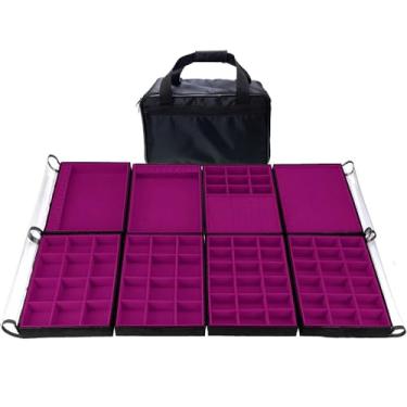 Imagem de Bolsa Grande Porta Joias 8 Bandejas Completas Organizadoras Para Joias Bijuteria Viagem Guarda Joia(Pink)