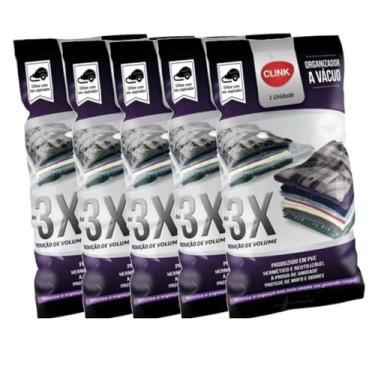Imagem de Kit 5 Sacos a Vácuo para Organização, 50x60cm, Reutilizável, para Roupas, Cobertor, Mala, Guarda Roupa