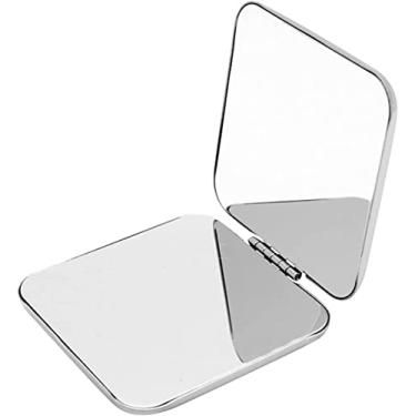 Imagem de TLTDSMY Espelho de maquiagem de luxo espelhos compactos dobrados quadrados portáteis espelho de bolso prateado dourado espelho espelho de cosméticos