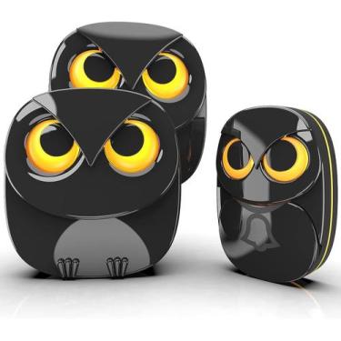 Imagem de Campainha sem fio HTZSAFE Cute Owl IP55 1000 pés de alcance preta