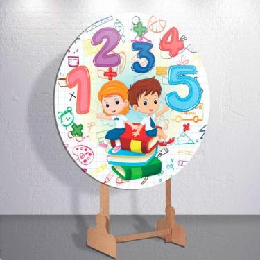 Imagem de Decoração com capa painel redondo Abc Numeros e Letras festa infantil 