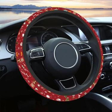 Imagem de Capa de volante de carro para mulheres e homens, volante fofo, respirável, antiderrapante, estampa de Natal, protetor de volante, acessórios de carro, universal de 35,5 cm 02/5.1-38.1 cm para