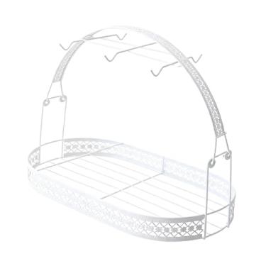 Imagem de Bothyi Escorredor de copos acessório presente versátil para 6 xícaras escritório luxo casa economia de espaço com cesta de armazenamento suporte de, Oval Branco