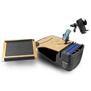 Imagem de AutoExec AE-RDFS-PM-VC-11M Reach Desk banco dianteiro carro mesa e estação de trabalho portátil com suporte para telefone e clipe de ventilação do telefone, natural