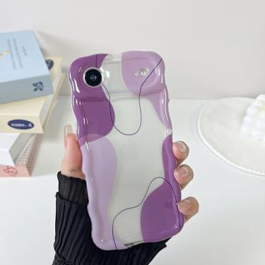 Imagem de DEFBSC Capa para iPhone Air, linda capa de telefone com estampa de arte ondulada transparente para mulheres e meninas, capa protetora durável com moldura ondulada, proteção total para câmera para
