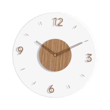 Imagem de WeiLaiKeQi Relógio de parede de madeira acrílico, relógio de parede com movimento silencioso, decorativo para casamento, escritório, sala de estar, sala de, Redondo