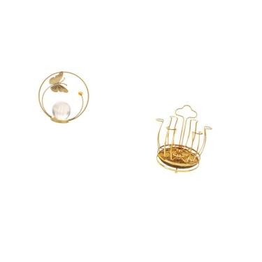 Imagem de Fenteer Escultura de Bola de Cristal, Estatueta de Metal, Ornamento de Mesa, Estátua, Suporte Giratório para Copos, Escorredor de Pratos, Organizador de Canec