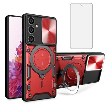 Imagem de Asuwish Capa de telefone para Samsung Galaxy S23 FE 5G capa magnética para câmera deslizante com protetor de tela de vidro temperado e suporte de anel acessórios para celular híbrido fino S 23 EF