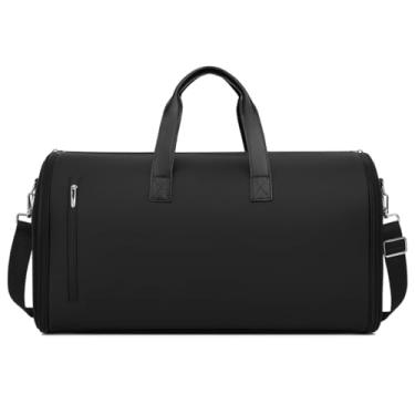 Imagem de Dynamart Bolsa Porta Terno de Viagem, Nylon Impermeável, Grande 60L, com Compartimento para Sapatos e Roupas, Dobrável, Alça Ajustável, 60x32x30 cm (Preto)