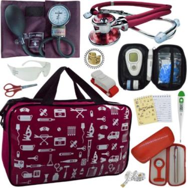 Imagem de Kit Enfermagem Cores Bolsa Top Premium + Medidor Glicose - Love Saude,