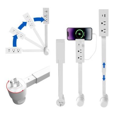 Imagem de Extensor de tomada elétrica Nyrvexa com USB-A, USB-C e 2 tomadas AC