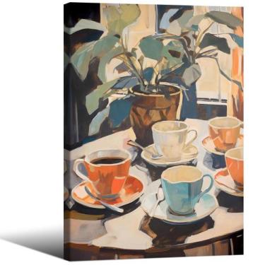 Imagem de Arte de parede, pintura em tela, café retrô, 40x60cm para cafeteria - 