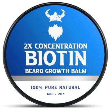 Imagem de Bálsamo de barba biotina para homens e cera condicionadora de barba - Feito com óleo de rícino ingredientes naturais e orgânicos - hidrata e engrossa o crescimento dos pelos faciais - Lata de 59 ml