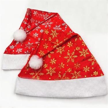 Imagem de Gorro de Natal Chapéu Adulto Gild Floco Neve Papai Noel Festival Ano Vermelho(3)