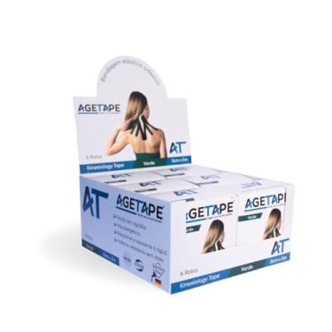 Imagem de Caixa 6 Rolos Agetape Kinesiology Tape - 5cm X 5m Verde Escuro