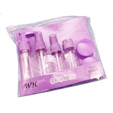 Imagem de Kit Frascos de Viagem 6 Peças com Necessaire Frascos Reutilizáveis Para Shampoo Condicionador Sabonete Creme Alcool em Gel Maquiagem Cosmeticos Avião