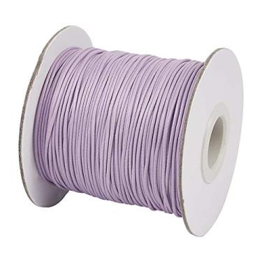 Imagem de Cordão de poliéster encerado coreano de 85 metros de 1 mm para cordão de miçangas fios trançados redondos lilás para pulseira faça você mesmo colar de macramê para fazer joias