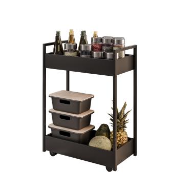 Imagem de Carrinho Gourmet Auxiliar para Cozinha 2 Prateleiras Noah Preto/preto - D'Rossi