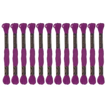 Imagem de Generic 12 novelos de fio de bordado 8,75 m (8 m) fio de ponto cruz de algodão egípcio de grampo longo para costurar, pulseira faça você mesmo, fio e artesanato, roxo vermelho (6035)