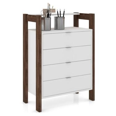 Imagem de Gaveteiro 4 Gavetas Az1012 Branco Nogal