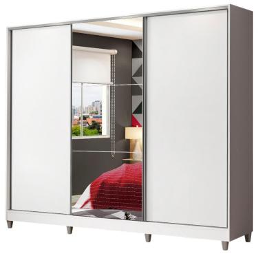 Imagem de Guarda Roupa Juvenil 100% Mdf Madesa Com Espelho Branco