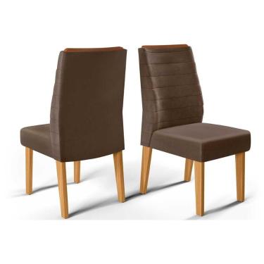 Imagem de Cadeira De Cozinha Ondina Kit 2 Un Cedro Suede Moca Marrom