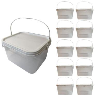 Imagem de Balde Transparente 2.4L Para Food-Truck E Tampa -Kit 10 Pçs