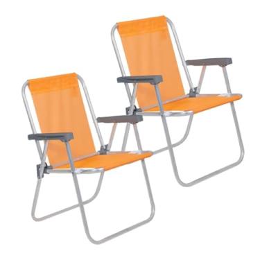 Imagem de Kit 2 Cadeiras de Praia Alta Alumínio Lazy Sannet Laranja