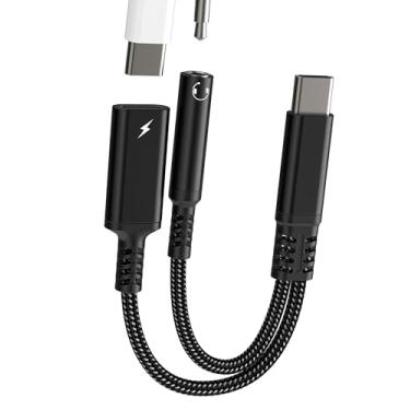 Imagem de Adaptador USB C para conector de fone de ouvido de 3,5 mm (2 em 1) Porta de carregamento de áudio para iPhone 16 15 Pro Max Tipo C AUX Cabo estéreo para divisor de fone de ouvido Apple DAC compatível