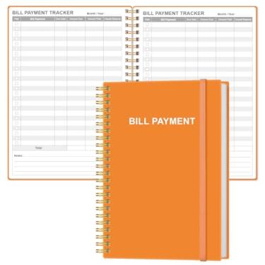 Imagem de Caderno rastreador de contas – Organizador e planejador de contas mensais para orçamento financeiro pessoal, organizador de lista de verificação de pagamentos, 14,7 cm x 21,6 cm, laranja