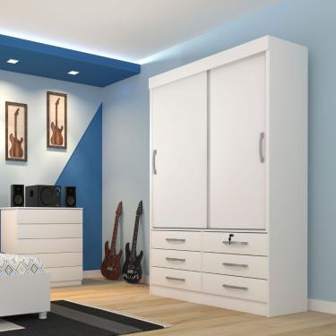 Imagem de Guarda Roupa 2 Portas 6 Gavetas Chicago Tcil Móveis Branco