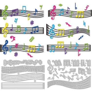 Imagem de DELORIGIN Matrizes de corte de notação musical, notas musicais, estêncil, aço carbono, corte, cartão, scrapbook, gravação em relevo, moldes para cartões comemorativos, papel, artesanato, álbum
