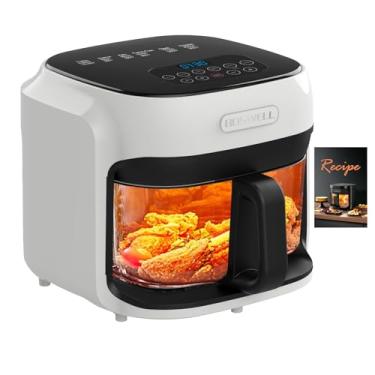 Imagem de BOSWELL Fritadeira a ar de vidro, 7,5 litros com tigela de fritura transparente, aquecimento circulante, controle de temperatura, fritadeira a ar de aço inoxidável, pode ser lavada na lava-louças