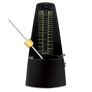 Imagem de HOSEYIN Metrônomo mecânico clássico, metrônomo universal para piano, guitarra, violino e outros instrumentos (preto)