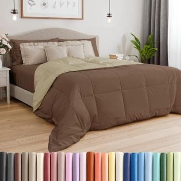 Imagem de Cal King Size – Conjunto de cama reversível marrom reversível – quente, leve – Conjunto de cama de qualidade de hotel respirável de luxo – Edredom macio e aconchegante de microfibra refrescante para